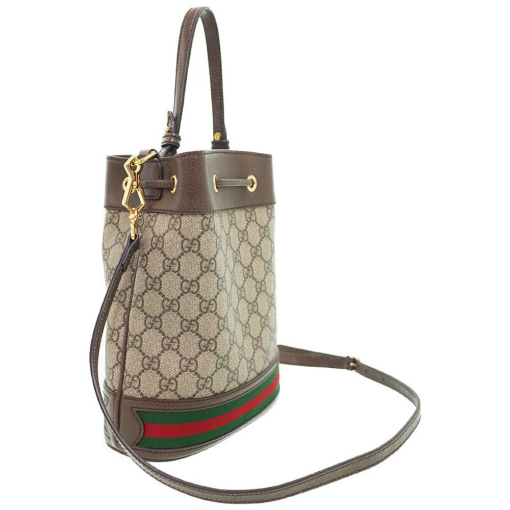 Gucci brown canvas Ophidia Supreme beige bucket GG bag leather ebony GG